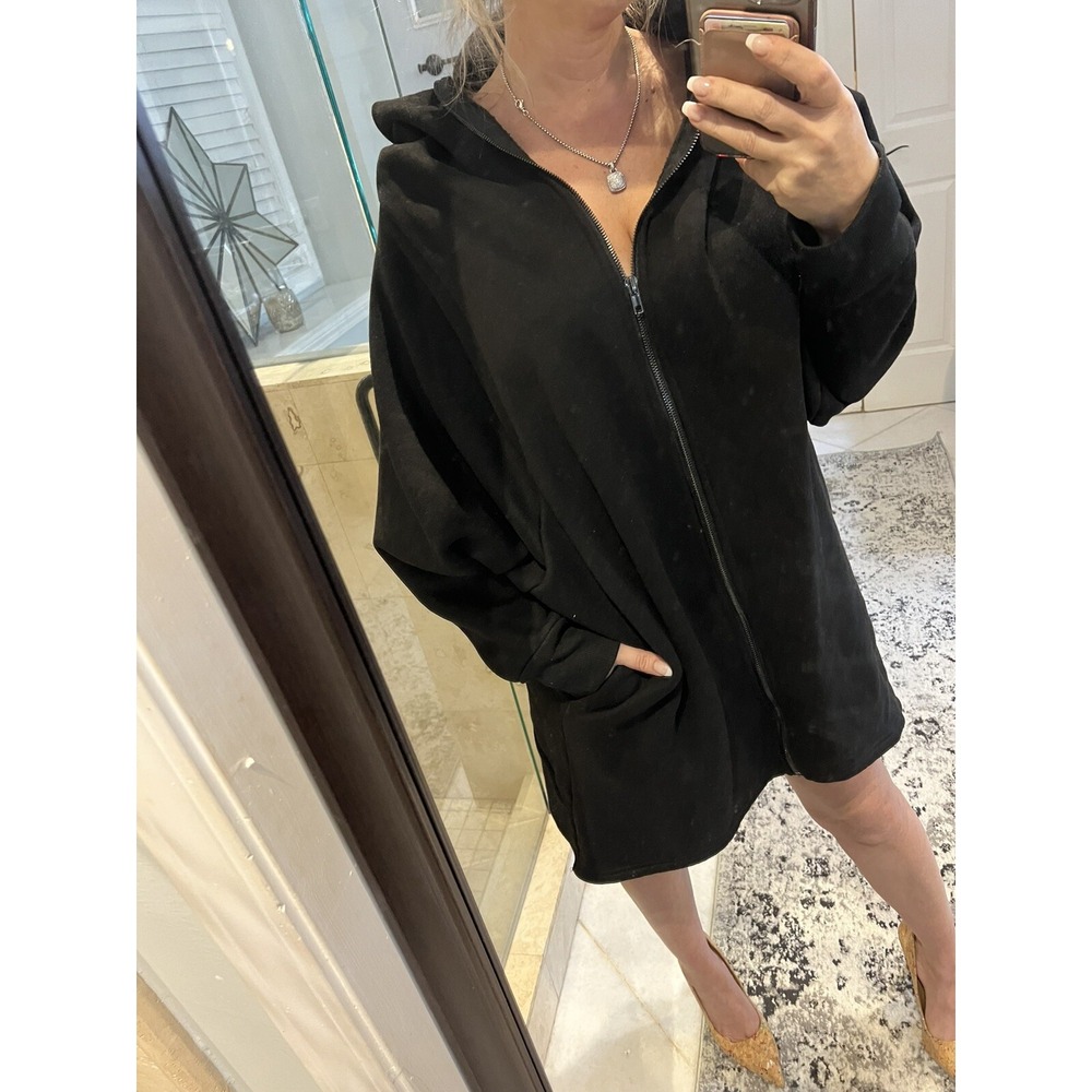 Nichole Lynel Black Shacket Dress Full Zip Hooded Jacket Women OS